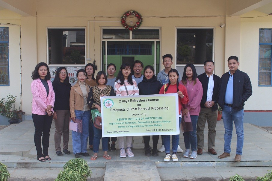 Participants of the three refreshers course on post harvest management of horticulture crops organized by Central Institute of Horticulture, Medziphema. (Photo Courtesy: CIH Medziphema)